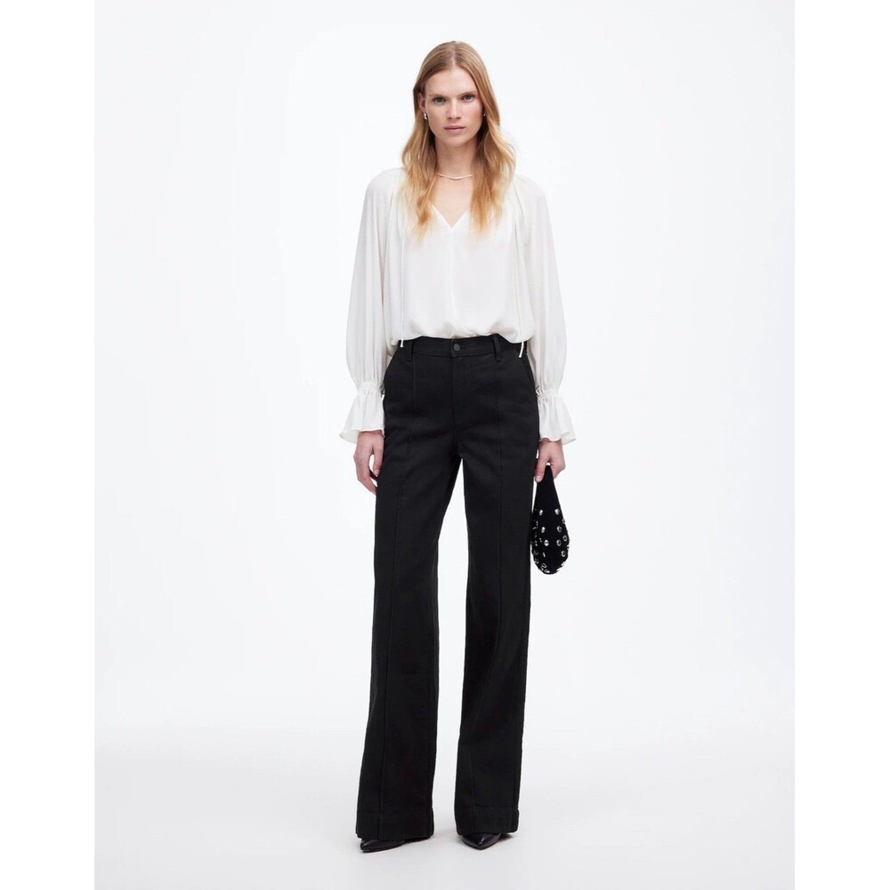 Madewell Womens Superwide Leg Trouser Jeans In Black Rinse Wash NWT Size 31
